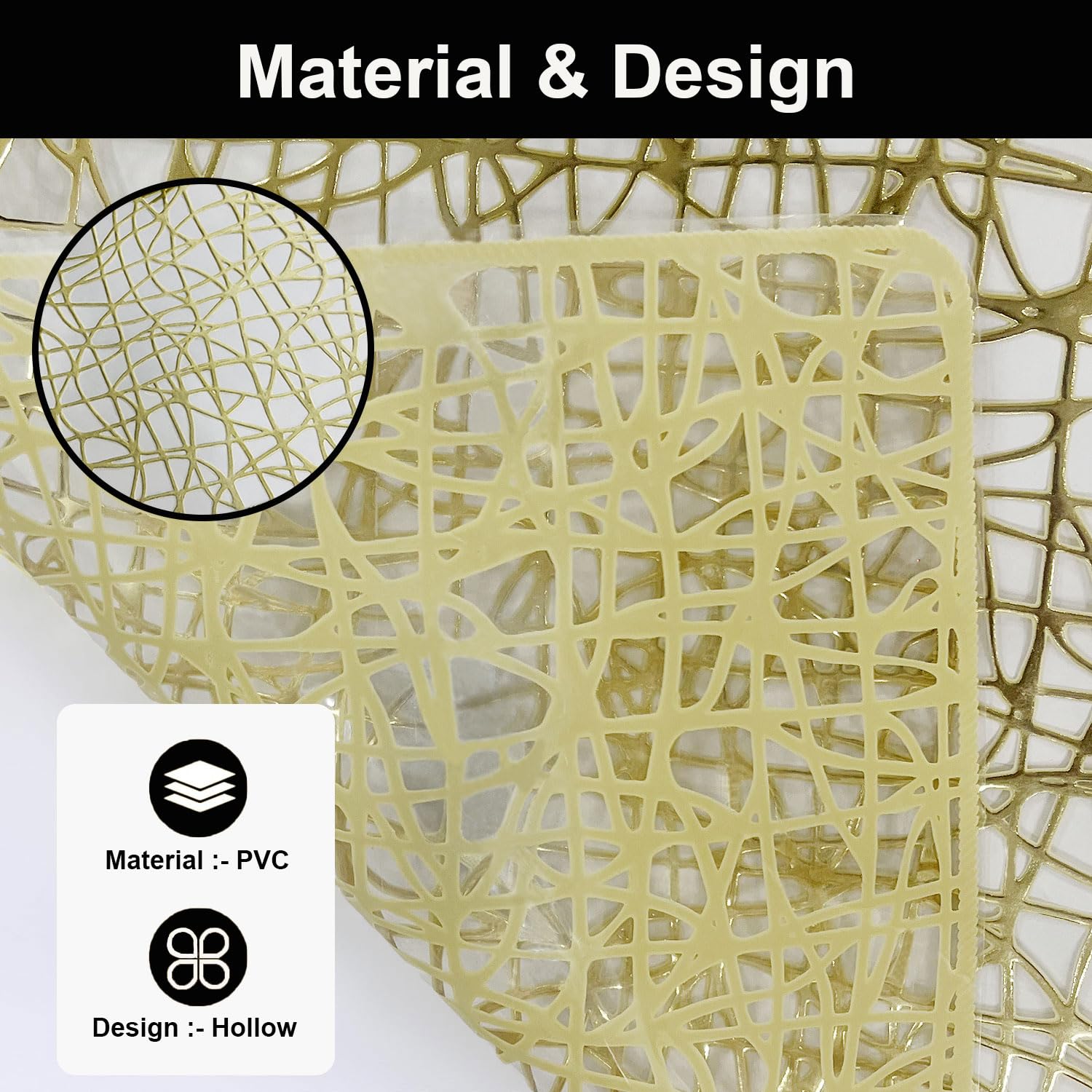 Web Design Placemat for Dining Table Set of 2(30x45 CM Gold)