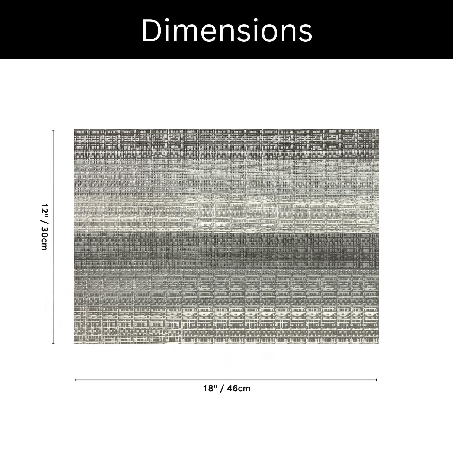 Stripe Design Placemat for Dining Table Set of 2(30x45 CM Silver)
