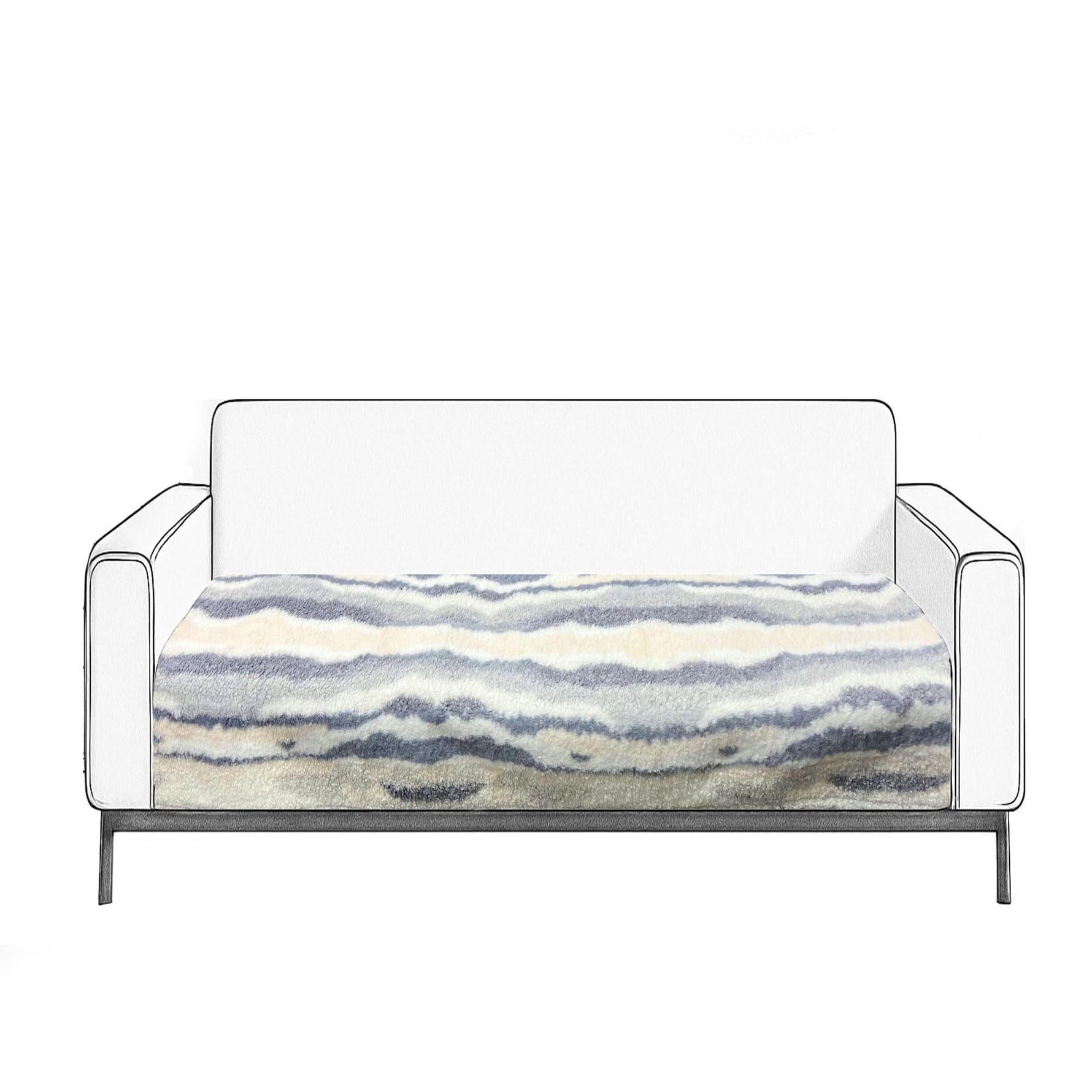 Sofa Cover for 3 Seater Tiger Print Plush Polyester ( 70x180 cm , Grey )