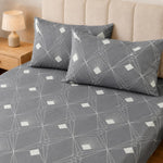 Double Bedsheet with 2 Pillow Covers Premium 240 TC 100% Cotton Feel ( Grey 108x108 inch )