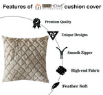 Cushion Cover Double Side Rabbit Fur Pack of 2 (16 x 16 inch ,Beige)