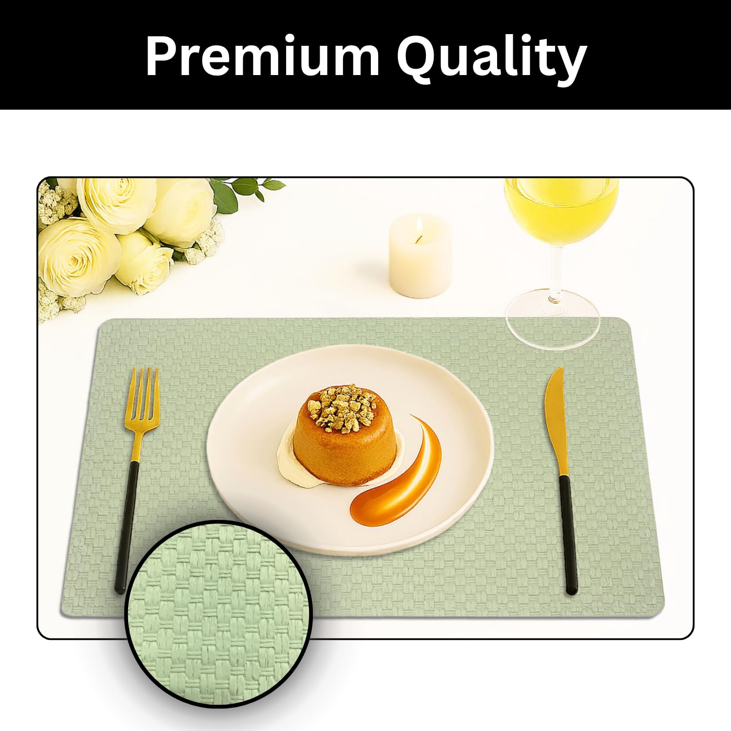 Placemat for Dining Table Set of 6(30x45 CM Green)