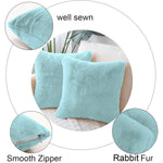 Cushion Cover Duble Side Rabbit Fur Set of 2(16 x 16 inch ,Turquish)