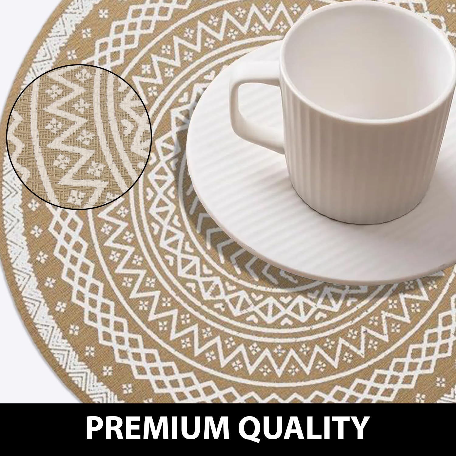 Round Table Placemats for Dining Table Set Of 2 (White)