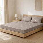 Double Bedsheet with 2 Pillow Covers Premium 240 TC 100% Cotton Feel (Taupe 108x108 inch )