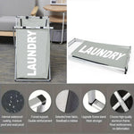 Foldable Laundry Bakset with Metal Frame (30L x 35W x 50H cm ,Gray)