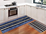 Newman Rugs Runner for Bathroom 1600 GSM Microfiber Pack of 2 (58X140 + 38x58 cm, Blue + Grey)