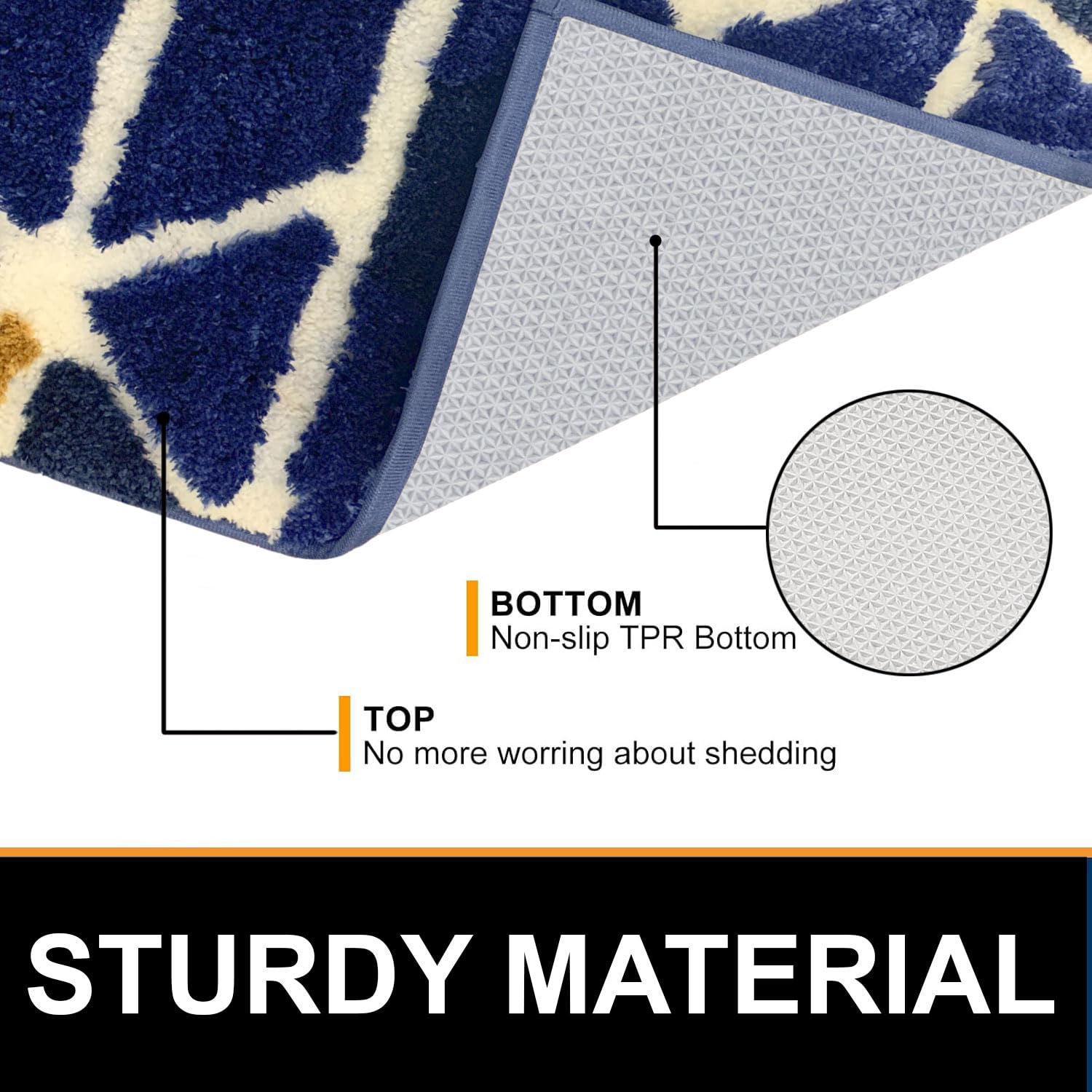 Macau Trangle Bath Mat (40x60 cm,Blue)