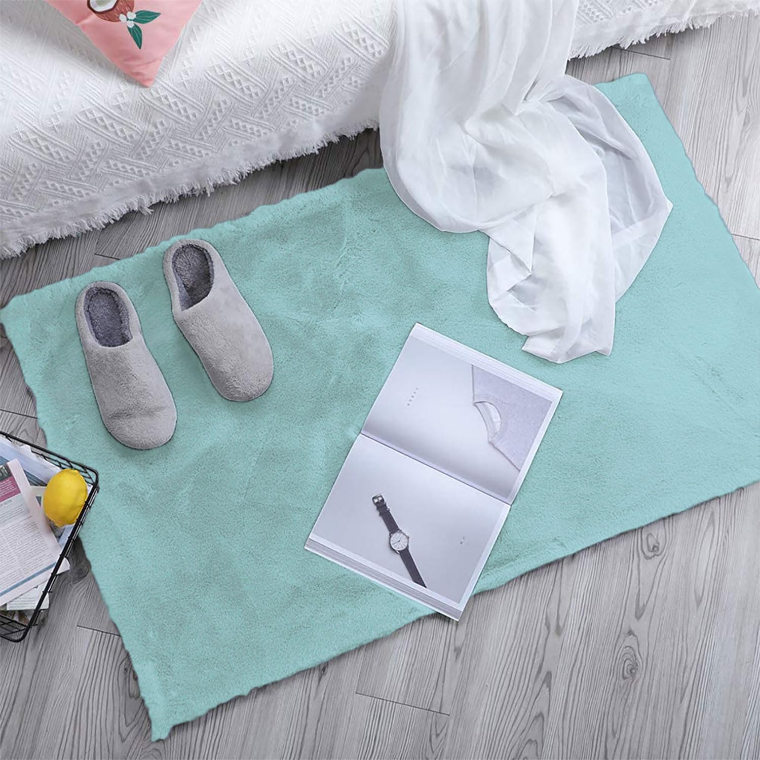 Rabbit Fur Soild Bath Mat (Turquish, 45x75 cm)