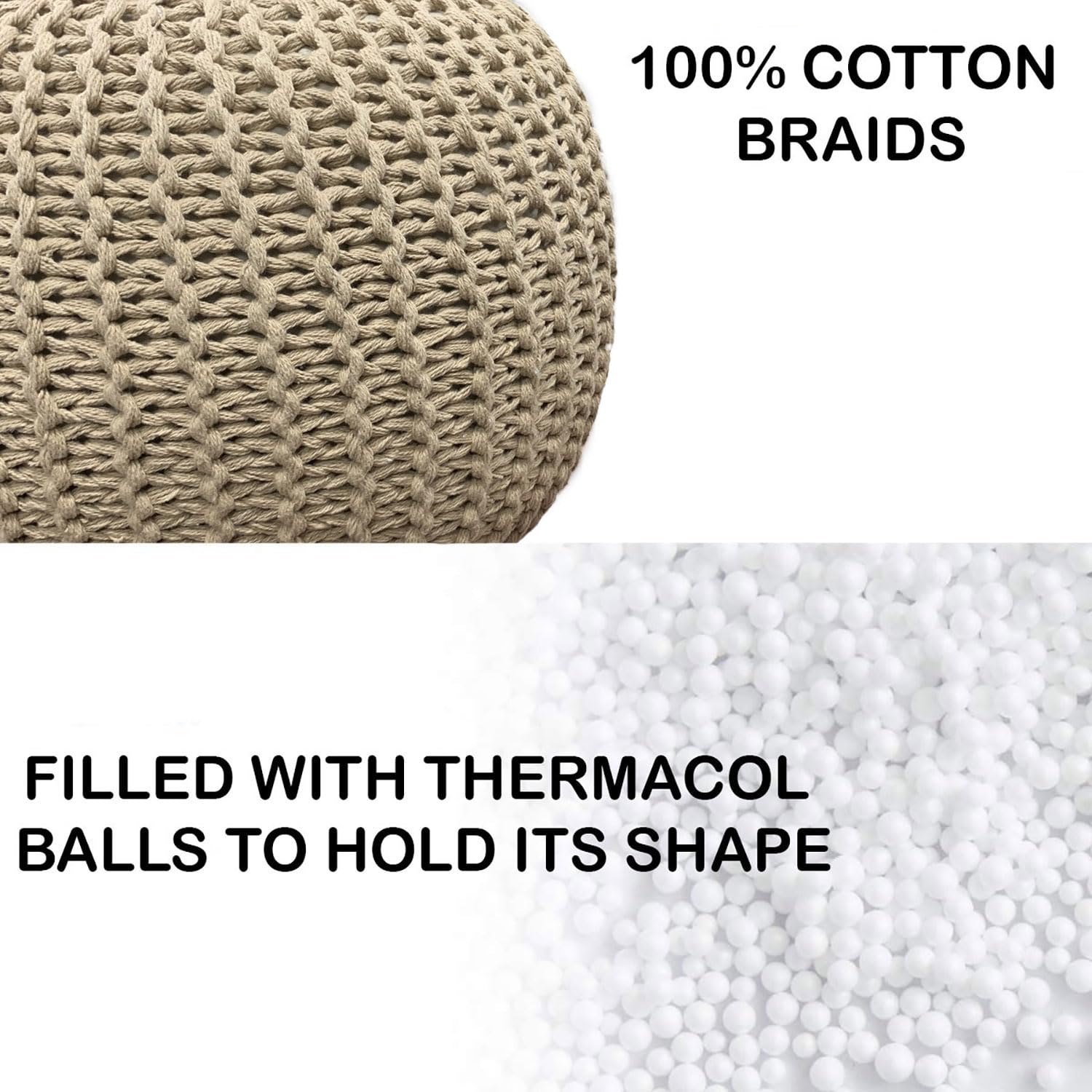 Ottoman Puff for Living Room (Cappuccino ,40x40x30 cm)
