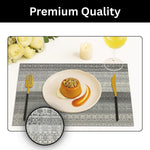 Stripe Design Placemat for Dining Table Set of 4(30x45 CM Silver)