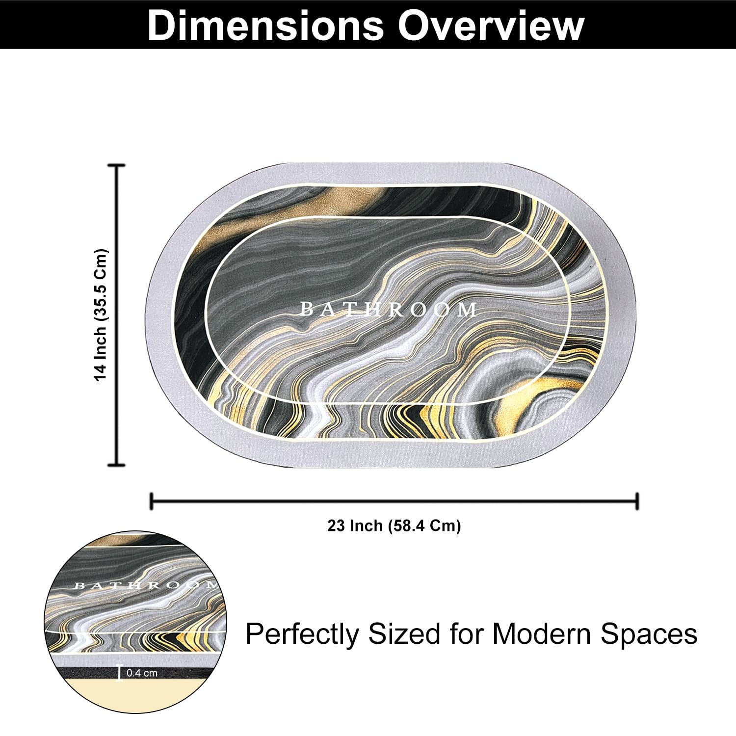 Rubber Doormat Anti Slip (Swirl Design ,35x58 cm)