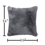 Cushion Cover One Side Rabbit Fur Pack of 2 (16 x 16 inch,Grey)