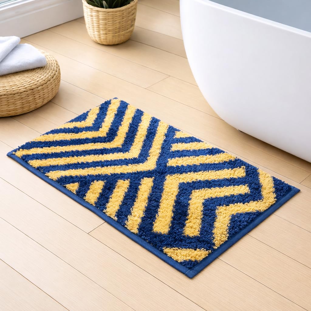 Kyoto Maze Bath Mat Bathroom (40x60 cm, Navy)