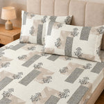 King Size Double Bedsheet with 2 Pillow Covers King Size Premium Ornamental Blocks Printed  90x100 inch