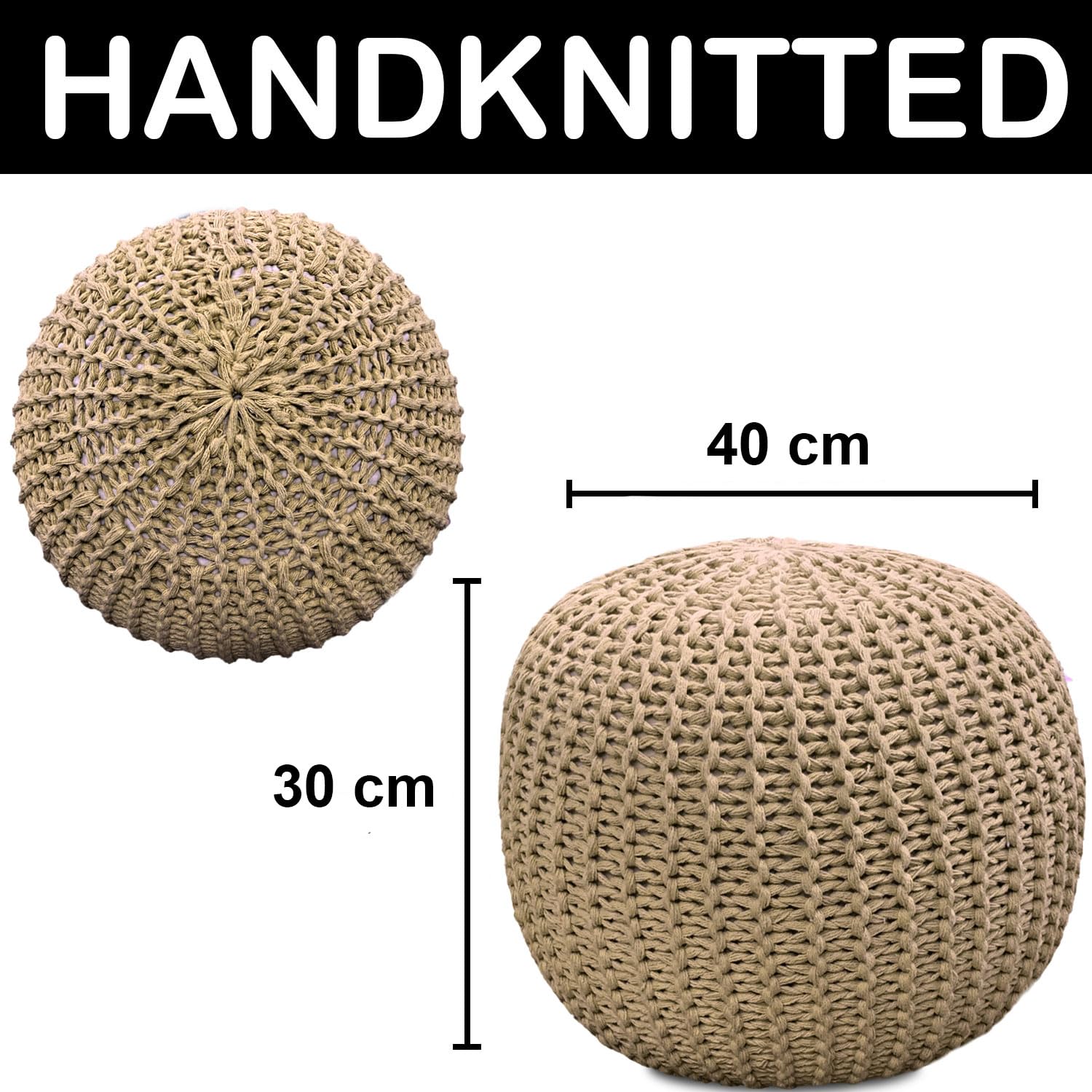 Ottoman Puff for Living Room (Cappuccino ,40x40x30 cm)