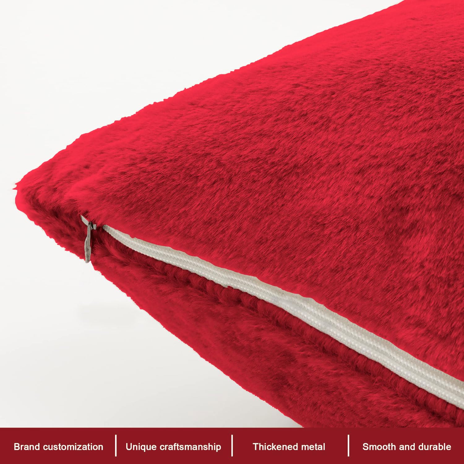 Cushion Cover Duble Side Rabbit Fur Set of 2(16 x 16 inch , Maroon)