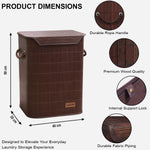 Rectangle Bamboo Laundry Basket for Clothes (Brown, 40x30x50 cm)
