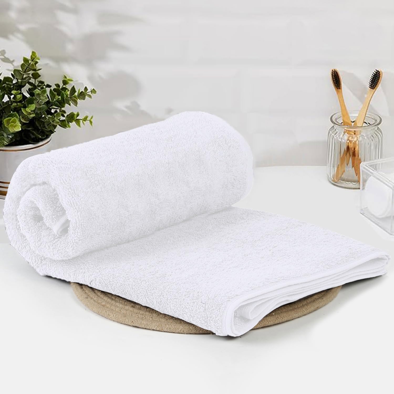 Bamboo Micro Bath Towel – 400 GSM ( 70x140 cm , White)