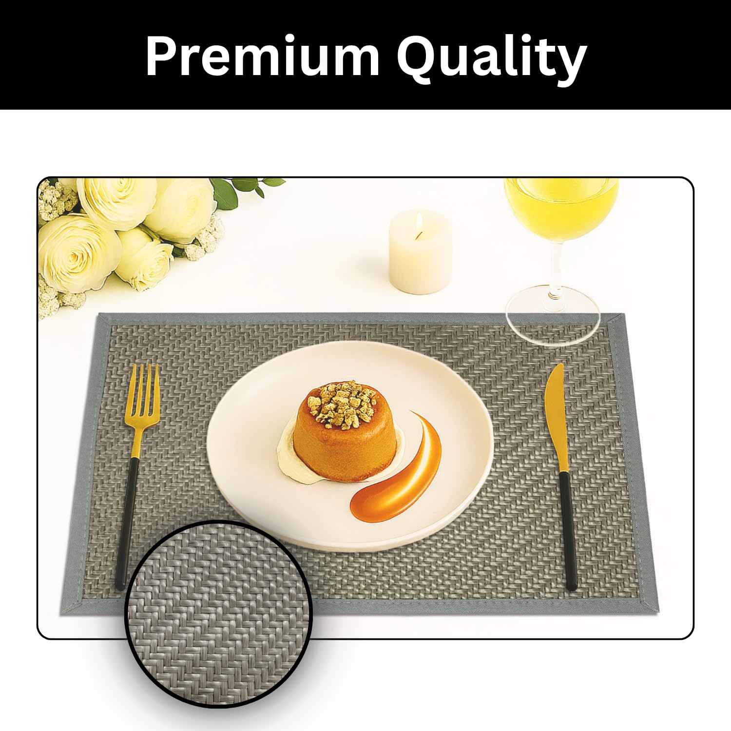 Dining Table Placemat Set of 2 (30x45 CM Grey )