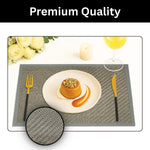 Luxe Home International PVC Vinyl Basket Design Placemat STBT001 – Heat Resistant, Wipe Clean, Anti-Skid Table Mats for Dining Table, Kitchen & Home Decor (30x45 CM Grey Set of 6)