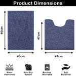 Microfibre Chenille Contour Bath Mat Set  Pack of 2 (Navy 40x60cm & 47x47cm)