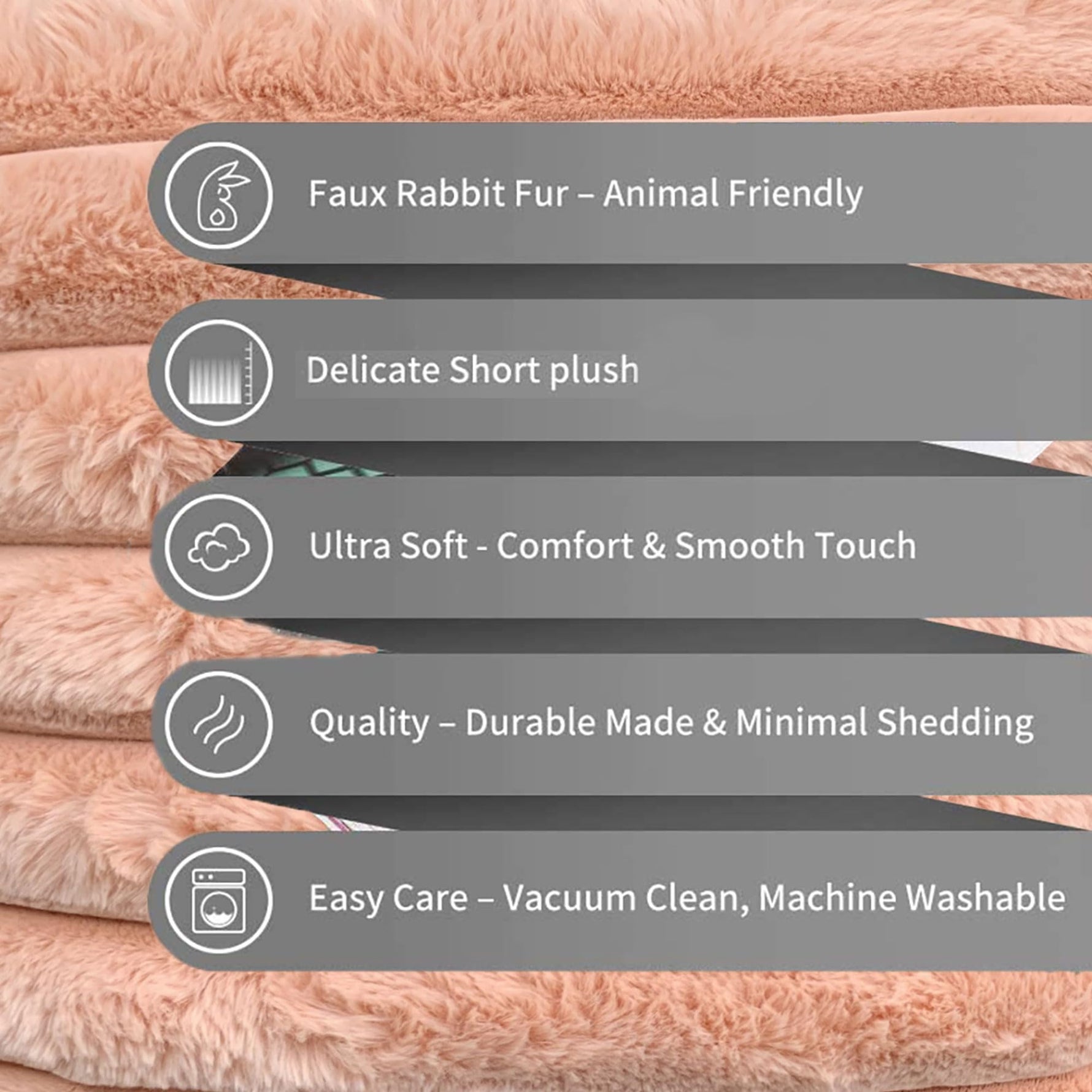 Luxurious Plush Cushion Cover (16 Inch x 16 Inch, Peach)