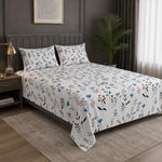 Double Bedsheet with 2 Pillow Covers 220 TC 100% Cotton Feel ( King Size Blue&White 90x100inch )