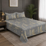 Double Bedsheet with 2 Pillow Covers Premium 240 TC 100% Cotton Feel King Size (108x108 inch ,  Grey )