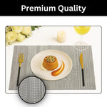 Lines Design Placemat for Dining Table Set of 2(30x45 CM Silver)