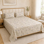 Double Bedsheet with 2 Pillow Covers Premium 240 TC 100% Cotton Feel ( King Size Ivory 108x108 inch )
