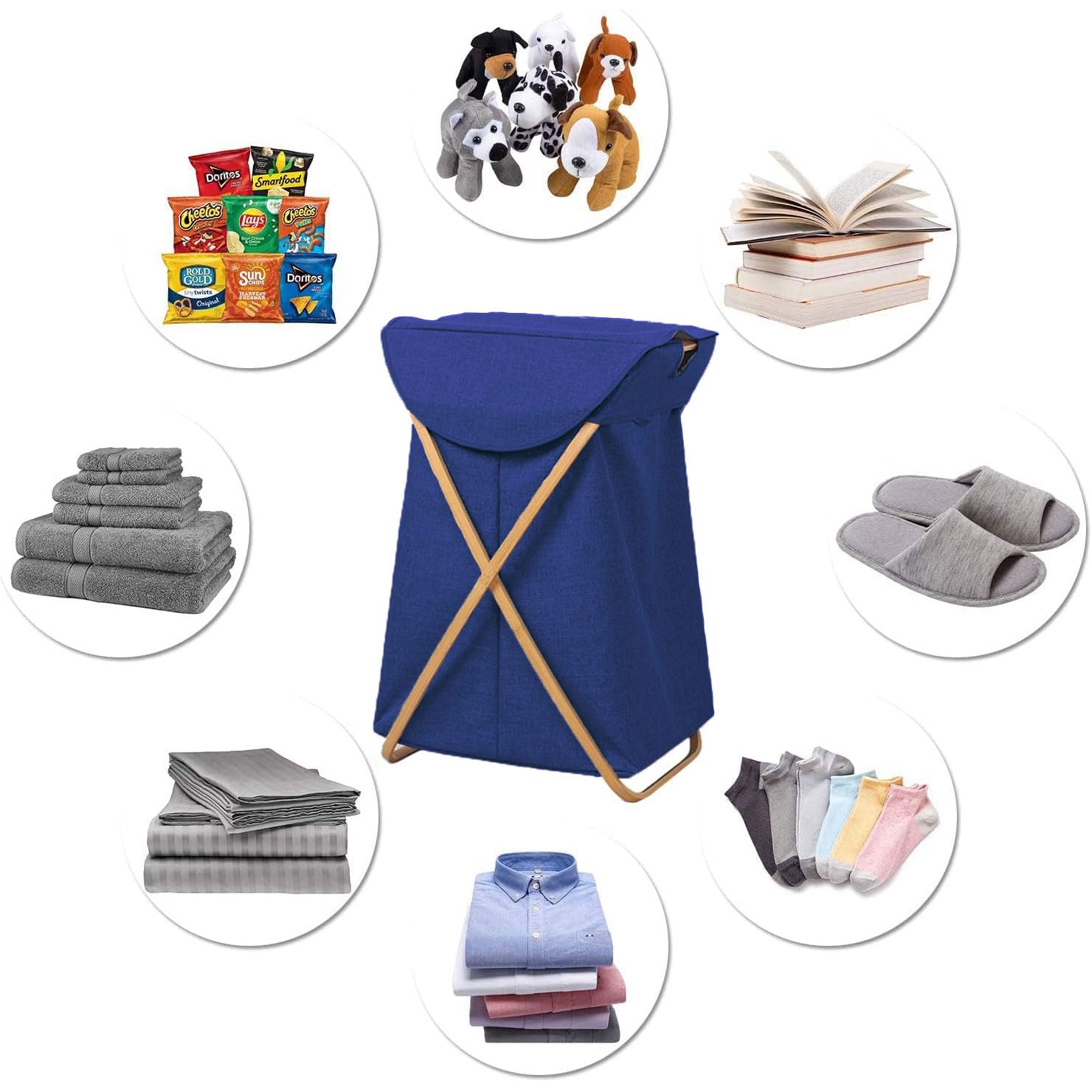 Laundry Basket for Clothes (40x70 cm, Navy Blue)