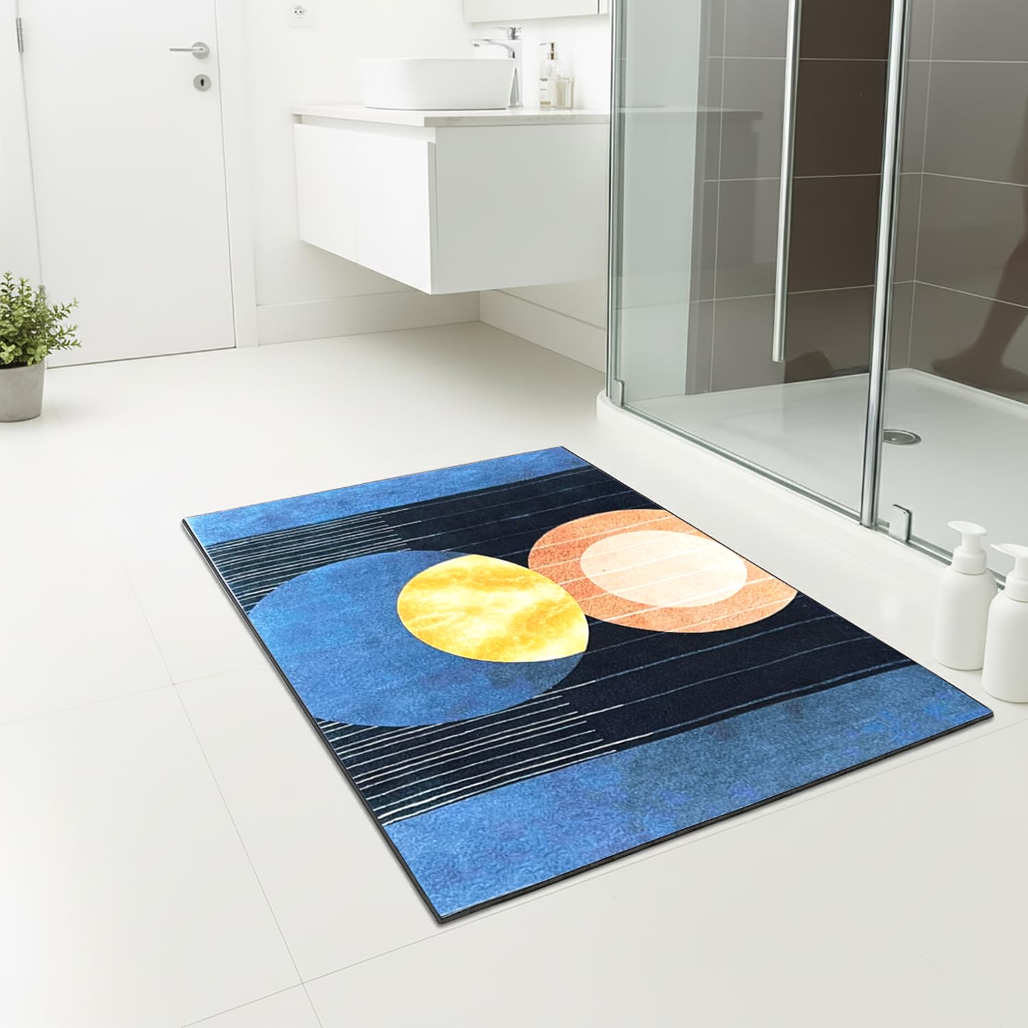Rubber Doormat Anti Slip (Blue Moon Design ,35x58 cm)
