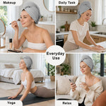 Microfibre Hair Towel Wrap for Women and Men ( 23x63.5 cm, Silver ) Pack Of 2