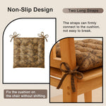 Polyester Chair Cushion Pad, Soft, Comfortable Back Support, Relaxing Backrest Pillow Cushions with Ties for Home, Office, Livingroom - (18x18 Inch, Brown) Pack of 2