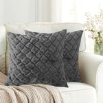 Cushion Cover Double Side Rabbit Fur Pack of 2 (16 x 16 inch ,Grey)