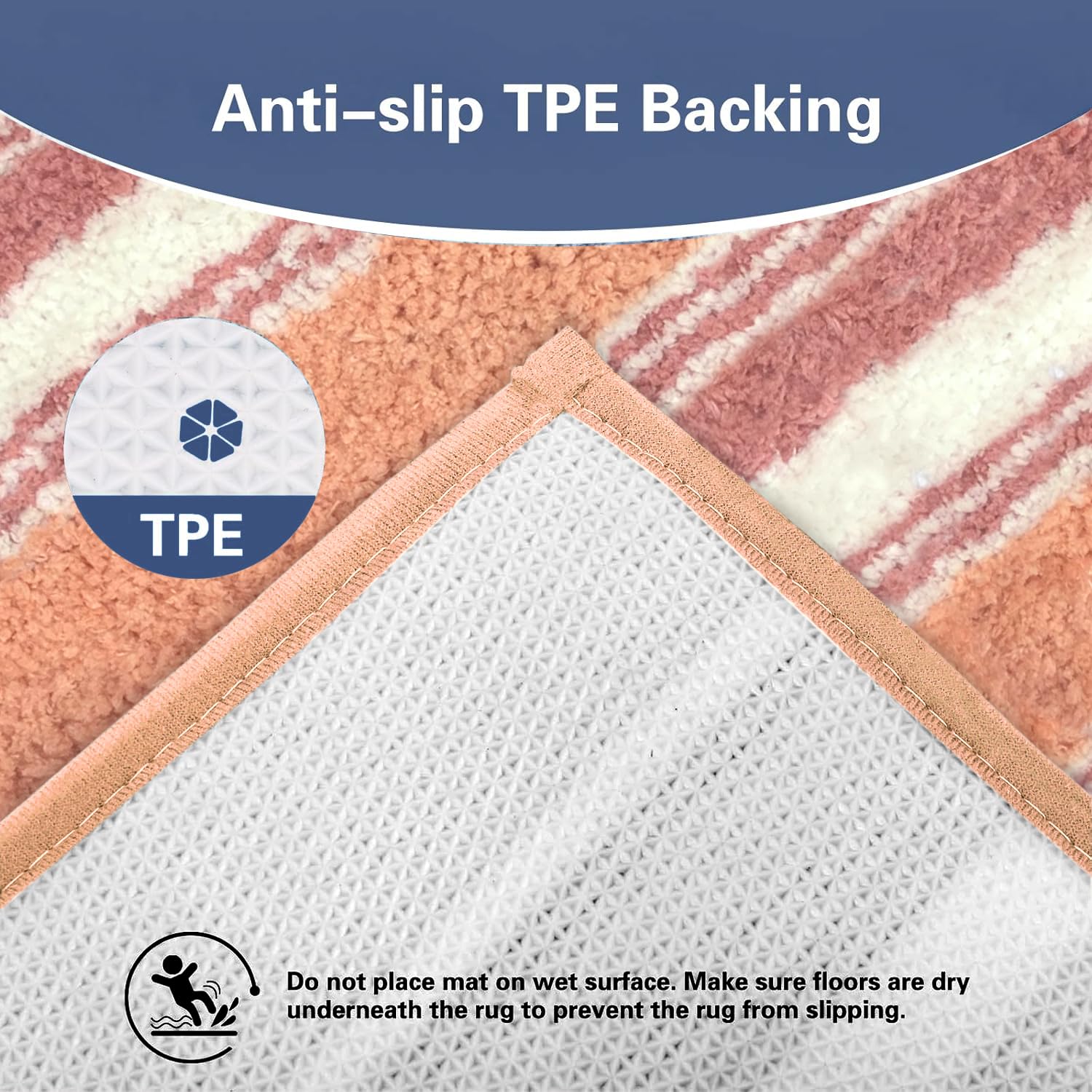Capetown Bath Mat for Bathroom (Peach, 40x60 cm)