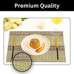 Stripe Design Placemat for Dining Table Set of 4(30x45 CM Brown)