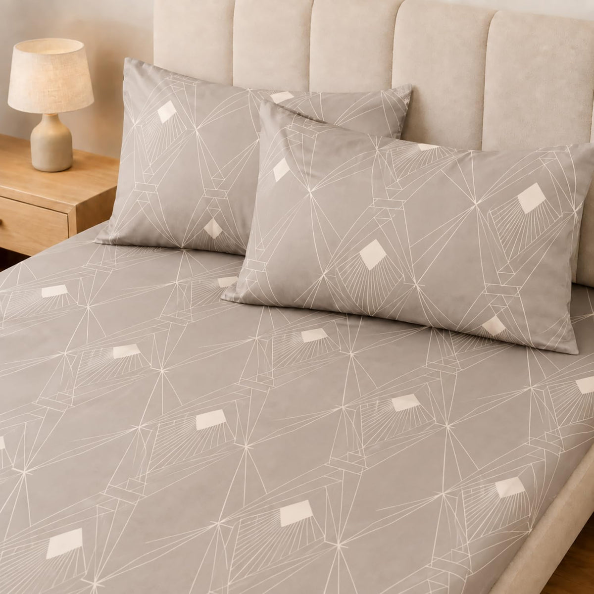 Double Bedsheet with 2 Pillow Covers Premium 240 TC 100% Cotton Feel (Taupe 108x108 inch )