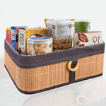 Storage Basket Stripe Bamboo Box Eco-Friendly Pack of 2(Beige, 30x20x12 cm)