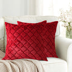 Cushion Cover Double Side Rabbit Fur Pack of 2 (16 x 16 inch ,Maroon)