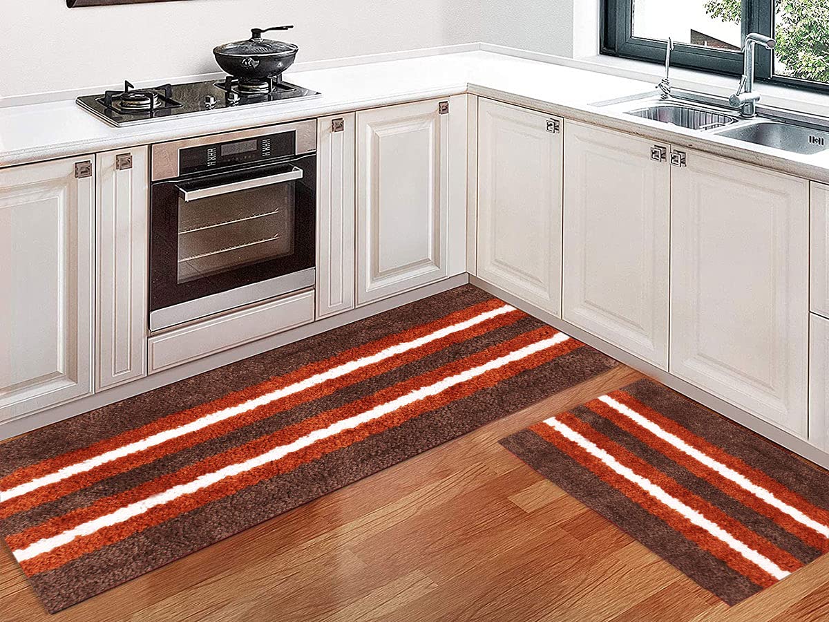 Bath Runner Microfiber 1600 GSM Pack of 2(58X140, 38x58, Terra)