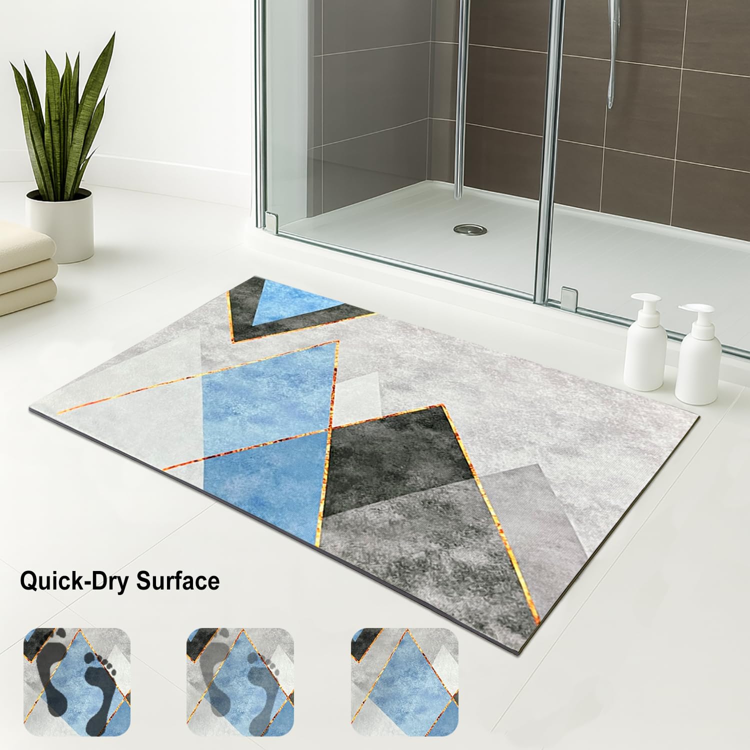 Rubber Doormat Anti Slip (Geometric Design ,35x58 cm)