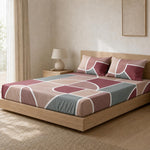 Double Bedsheet with 2 Pillow Covers 220 TC 100% Cotton Feel ( King Size Red 90x100inch )