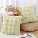 Rabbit Fur Bubble Cushion Cover - Pack of 2(Lime, 16x16 Inch)