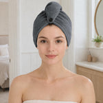 Microfibre Hair Towel Wrap for Women and Men ( 23x63.5 cm, Grey )