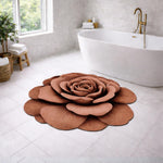 3D Bath Mat Rose Shaped Super Soft (Brown, 67x71 cm)