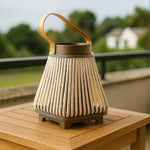 Bamboo Woven Lantern With Handle ( 21x16x16 cm ) Gold
