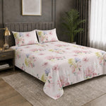 Double Bedsheet with 2 Pillow Covers Premium 240 TC 100% Cotton Feel ( King Size Blush 108x108 inch )