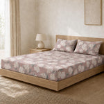 Double Bedsheet with 2 Pillow Covers 220 TC 100% Cotton Feel (King Size Dusty Rose  90x100 inch )